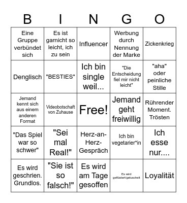 TRASH TV BINGO Card