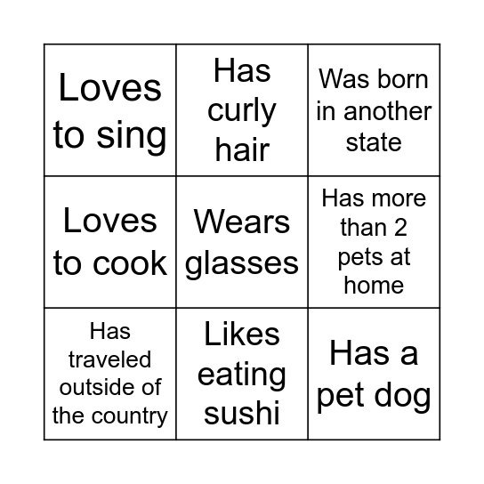 Find Someone Who... Bingo Card