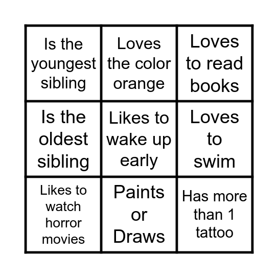 Find Someone Who... Bingo Card