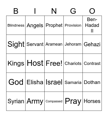 Elisha Leads the Blind Army Bingo Card