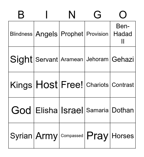Elisha Leads the Blind Army Bingo Card