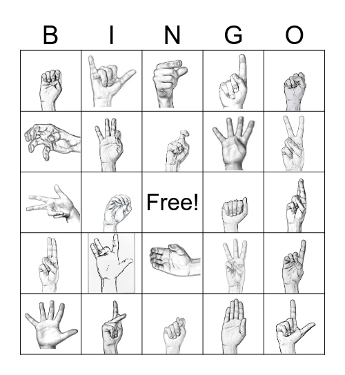 ASL Handshape Bingo Game! Bingo Card