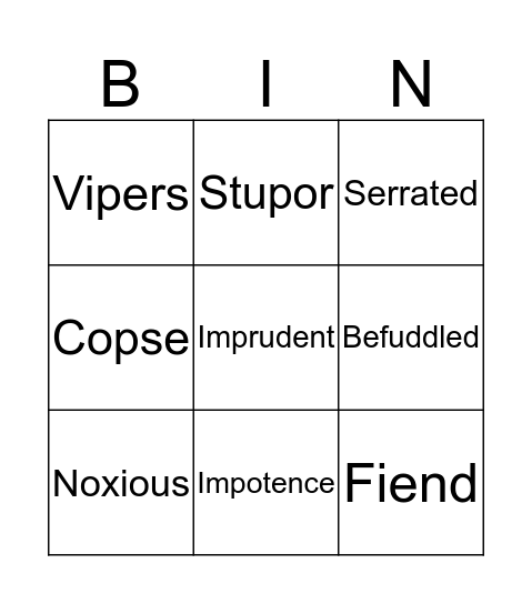 Hunger Games Part II Bingo Card