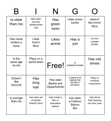 NYFAS Bingo Card