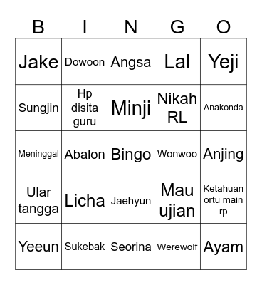 hamsYEEUN Bingo Card