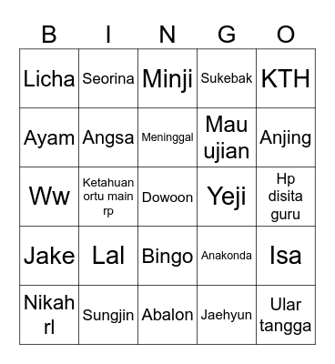 hamsYEEUN Bingo Card