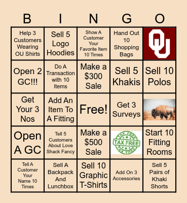 Tax Free Bingo Card