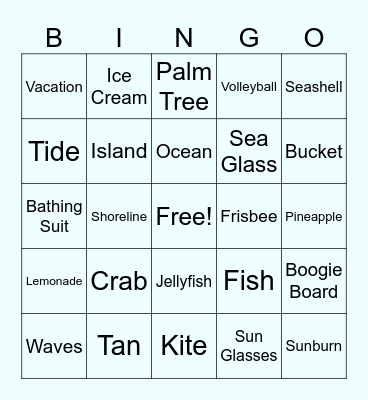 Beach Bingo! Bingo Card