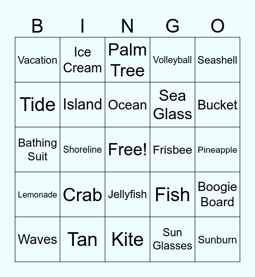 Beach Bingo! Bingo Card