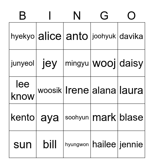IRENE Bingo Card