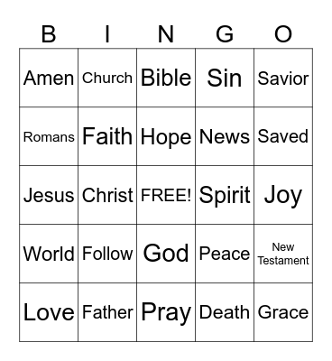 Sermon Bingo.  (To be done only during the sermon) Bingo Card