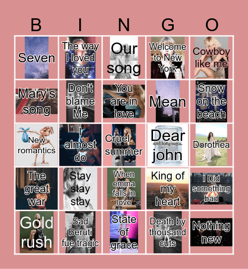 Bingo Swiftie Bingo Card