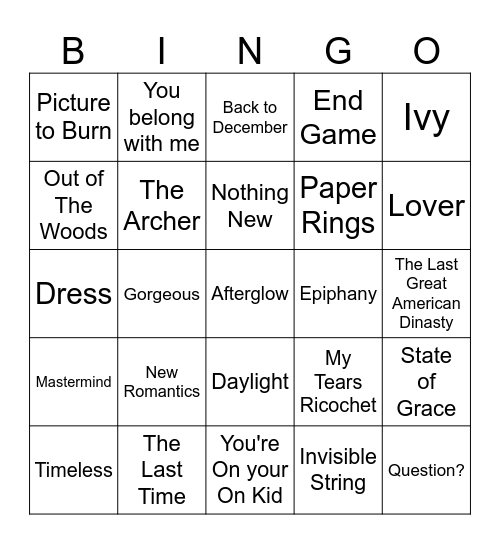Jose's bingo(Tv) Bingo Card