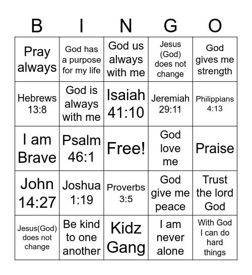 Learning scriptures Bingo Card