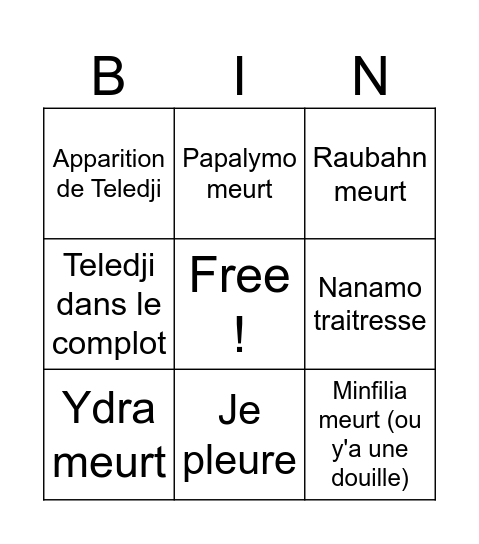 Le grand banquet Bingo Card