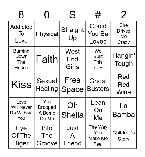 80s Music Card #4 Bingo Card