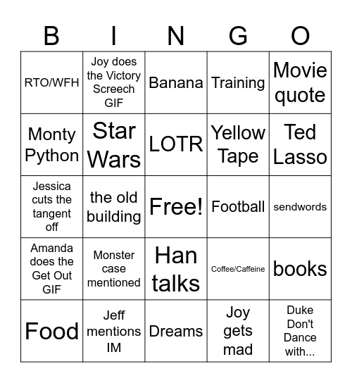 Huddle BINGO Card