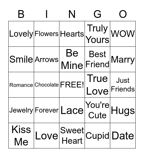 Valentine's Day Bingo Card