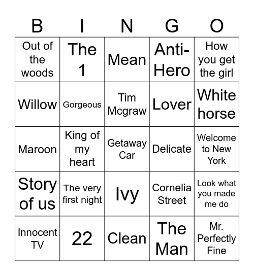 TS bingo Card