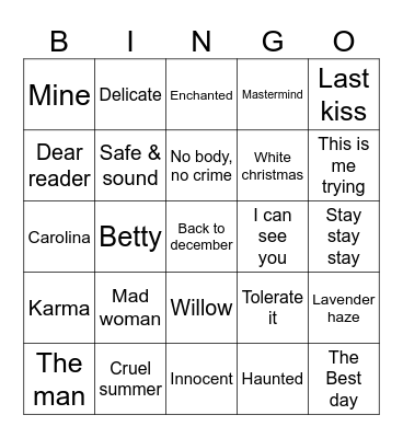 Binguito swiftie Bingo Card