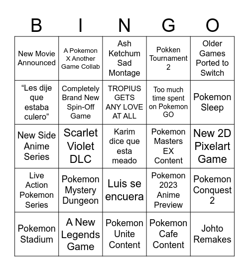 Pokemon Day 2023 Bingo Card