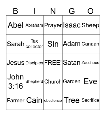 Bible Review Bingo Card