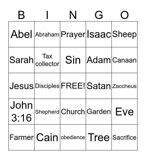 Bible Review Bingo Card