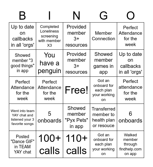 CSC - TEAM YAY Bingo Card