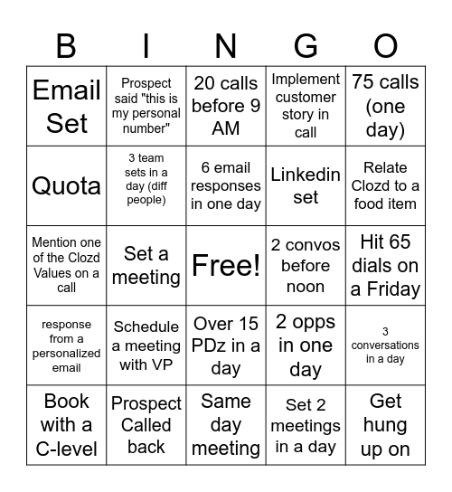 SDR BINGO Card