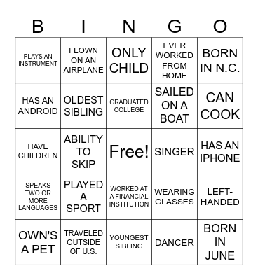 NCSECU PEOPLE BINGO Card