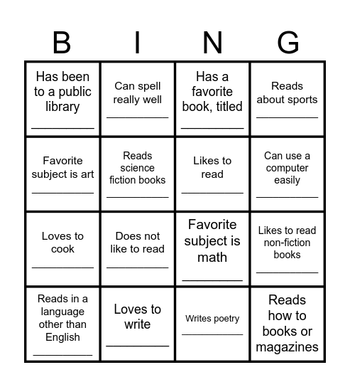Walkabout Bingo: Get to know your classmates! Bingo Card
