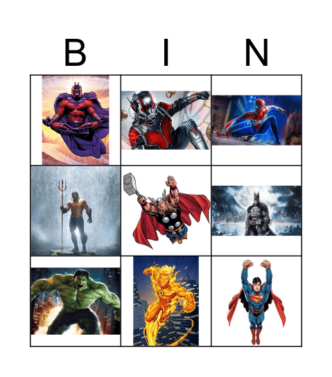 SUPER HEROES Bingo Card