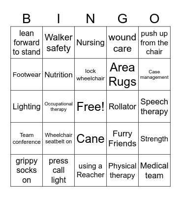 Therapy BINGO Card