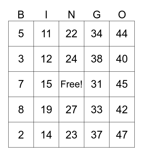 Baby shower Bingo Card