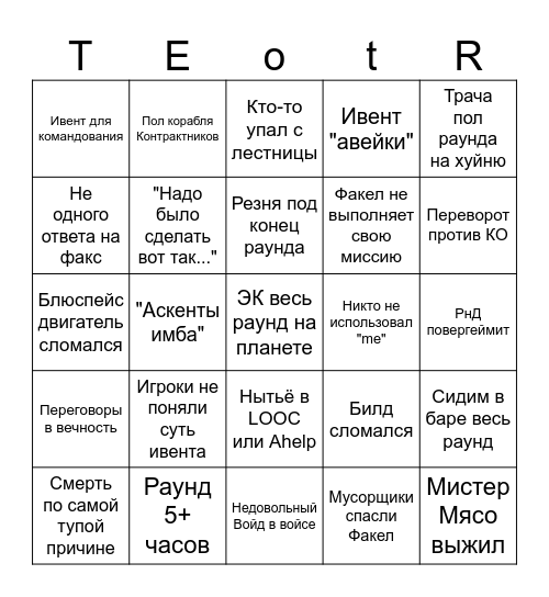 TEotR BINGO Card