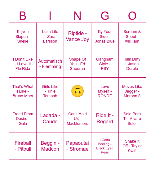 Muziekbingo Card
