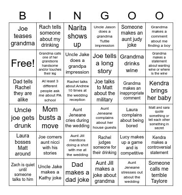 Wedding Bingo Card