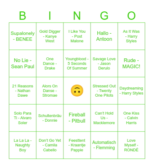 Muziekbingo Card