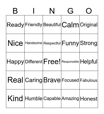 I Am.. Bingo Card