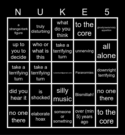 Nuke's Top 5 Bingo Card