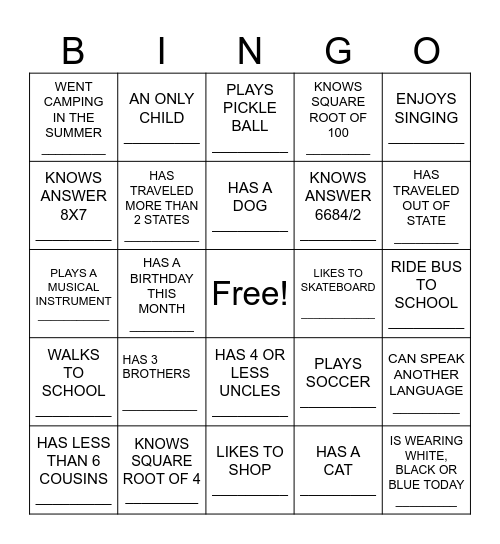 FIND SOMEONE WHO... Bingo Card
