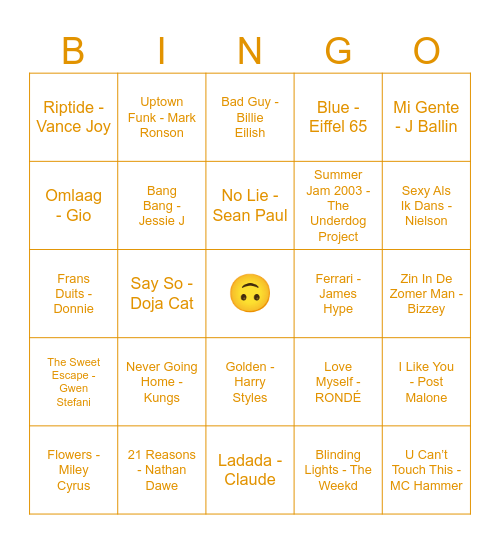 Muziekbingo Card