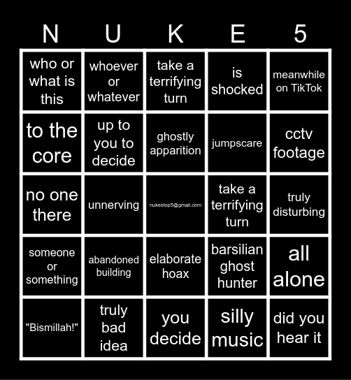 Nuke's Top 5 Bingo Card