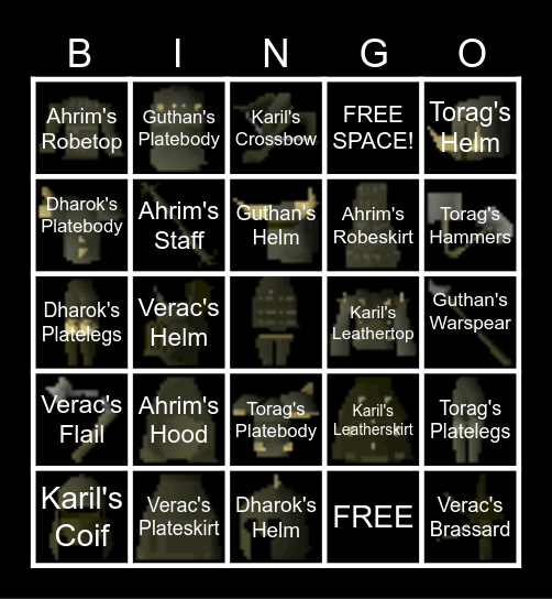 Barrows Bingo Card