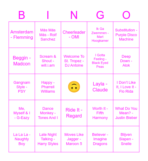 Muziekbingo Card