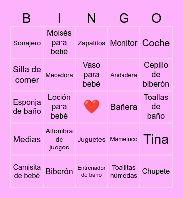 BABY SHOWER Bingo Card