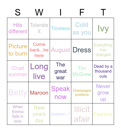 Bluesoul2399 Bingo Card