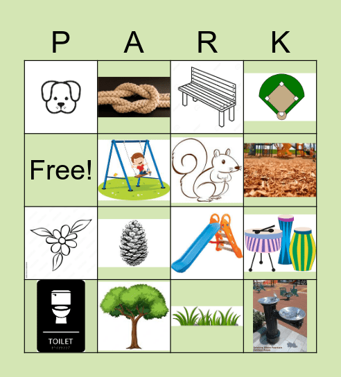 Forest Room Park Bingo Card