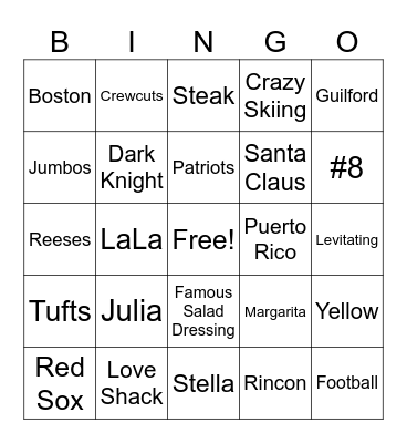 My Main Squeeze Bingo Card
