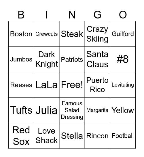 My Main Squeeze Bingo Card